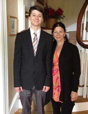 Cole Hastings with his mother